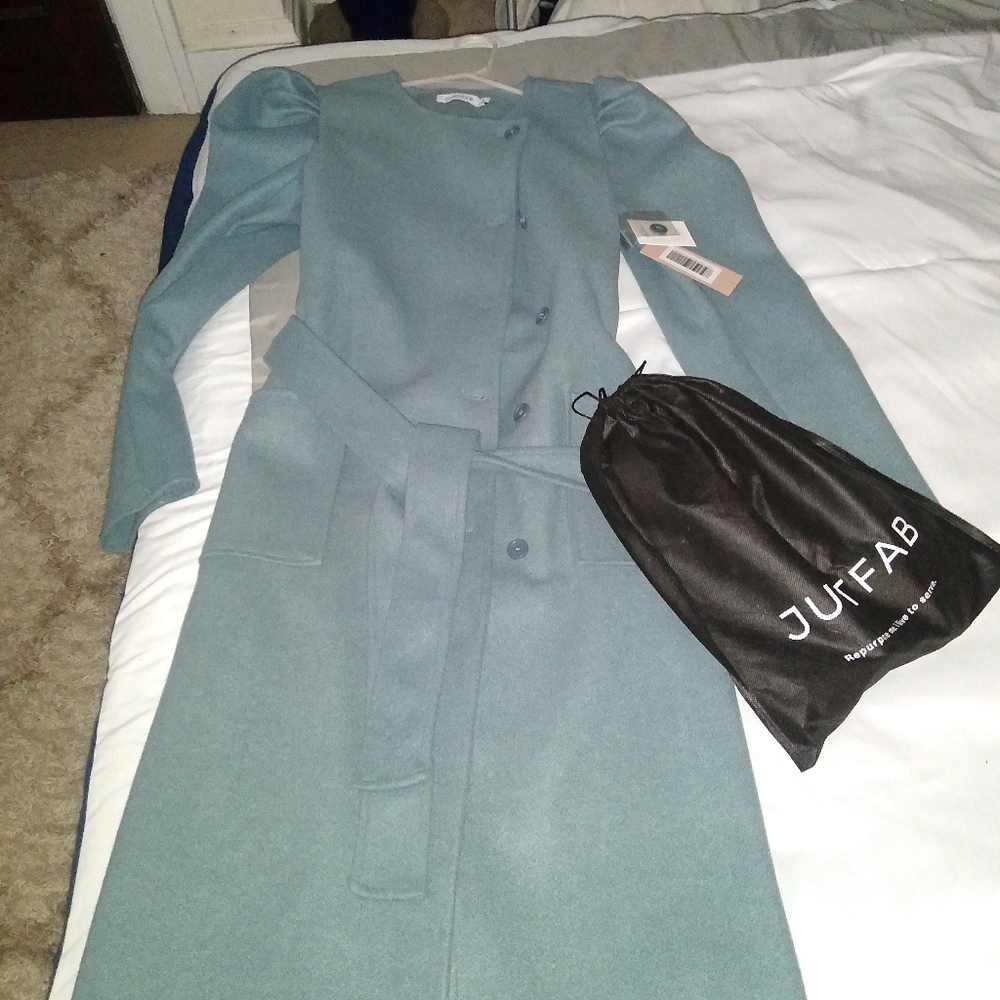 Puff sleeve coat w/shoes, brand new, NWT, Goblin blue, Coat Small Shoes 10.5